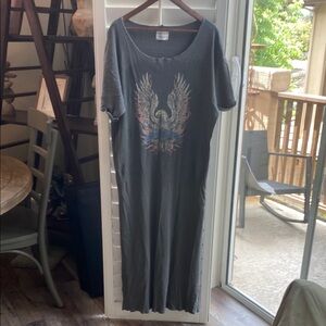 Free People Vintage Souls Ribbed Maxi Dress with side slits.